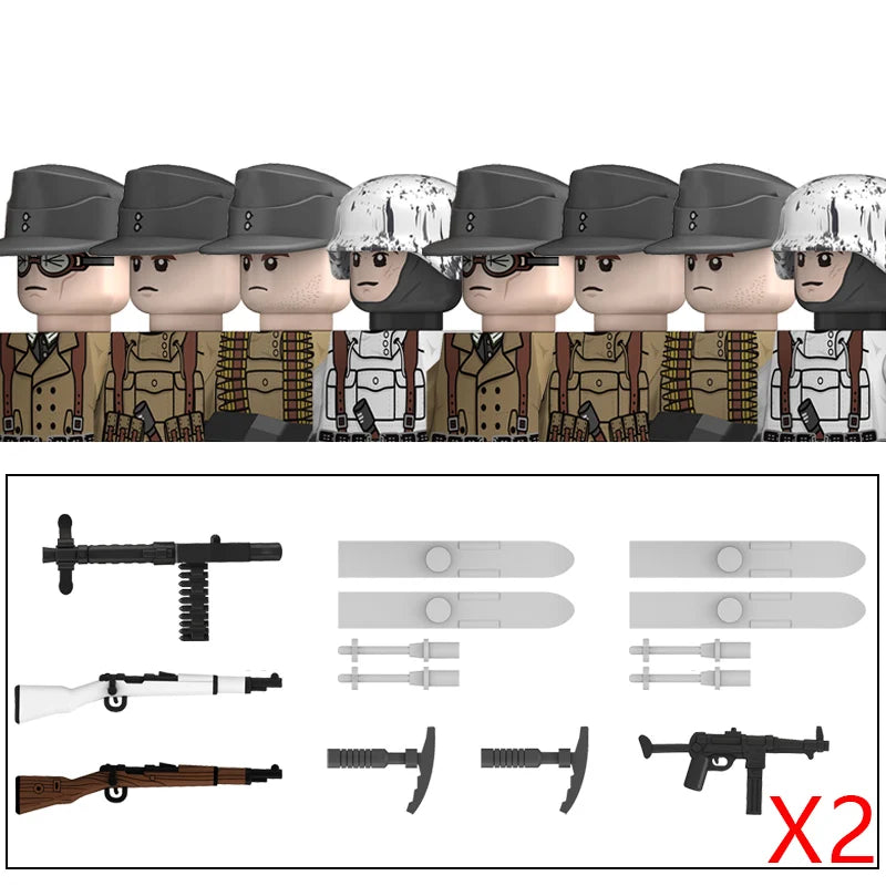 Military WW2 German Navy Armored Troops Building Blocks US 101st Britain Soviet Union Soldiers Infantry Weapons Bricks Toys Kids