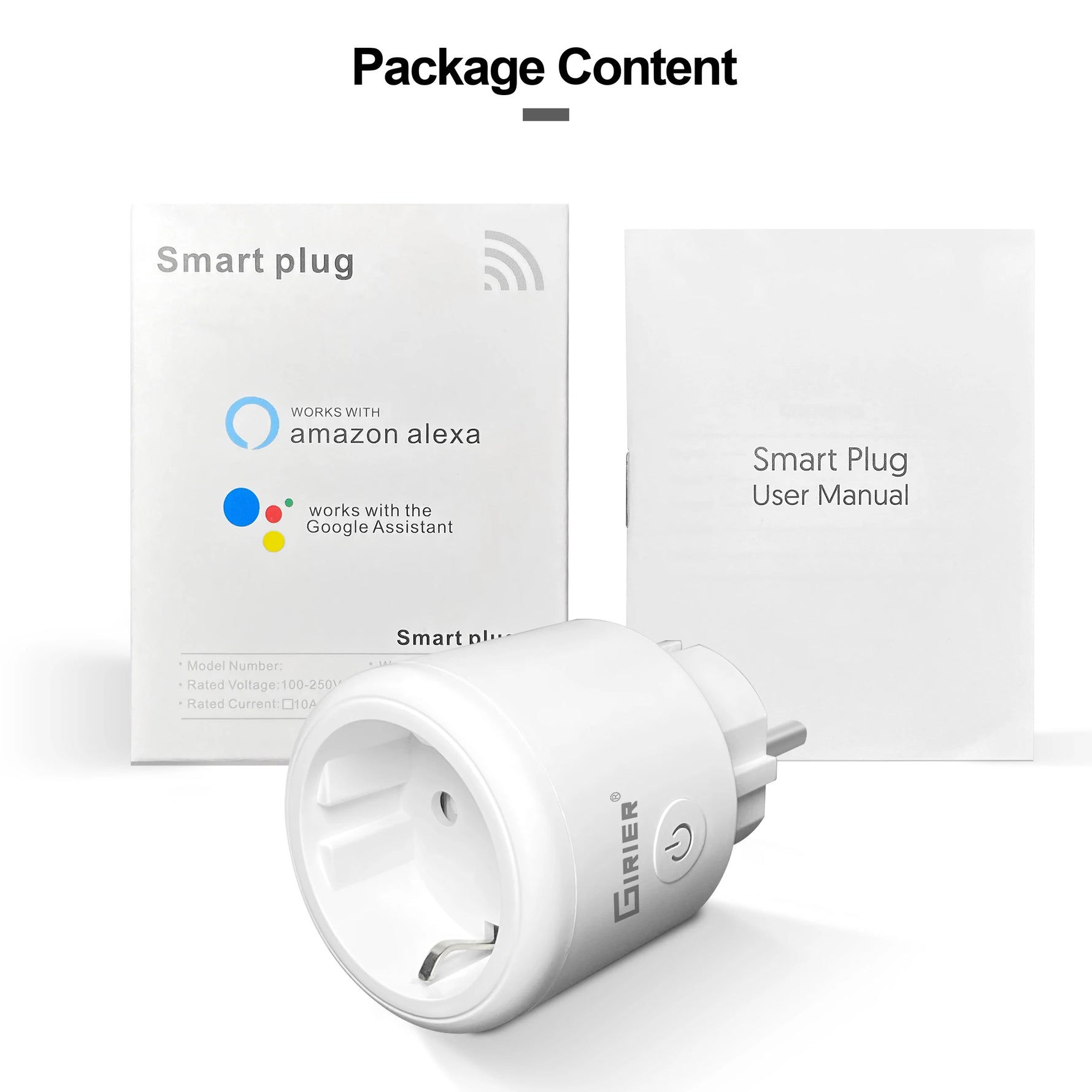 GIRIER Tuya Smart Wifi Plug EU with Power Monitoring 20A Smart Socket Outlet 4200W Compatible with Alexa Hey Google Yandex Alice