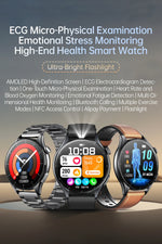 2025 New Health Analysis ECG+PPG Smart Watch Body Fat Uric Acid Blood Pressure Heart Rate Tracker NFC Smartwatch For Android IOS