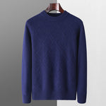 Autumn winter thick wool base sweater men's semi high neck diamond business casual pullover sweater knitted sweater cashmere top