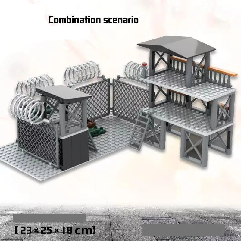 Upgrade Military Base Building Block Sets DIY WW2 Army War scene model Blocks Boys Toys