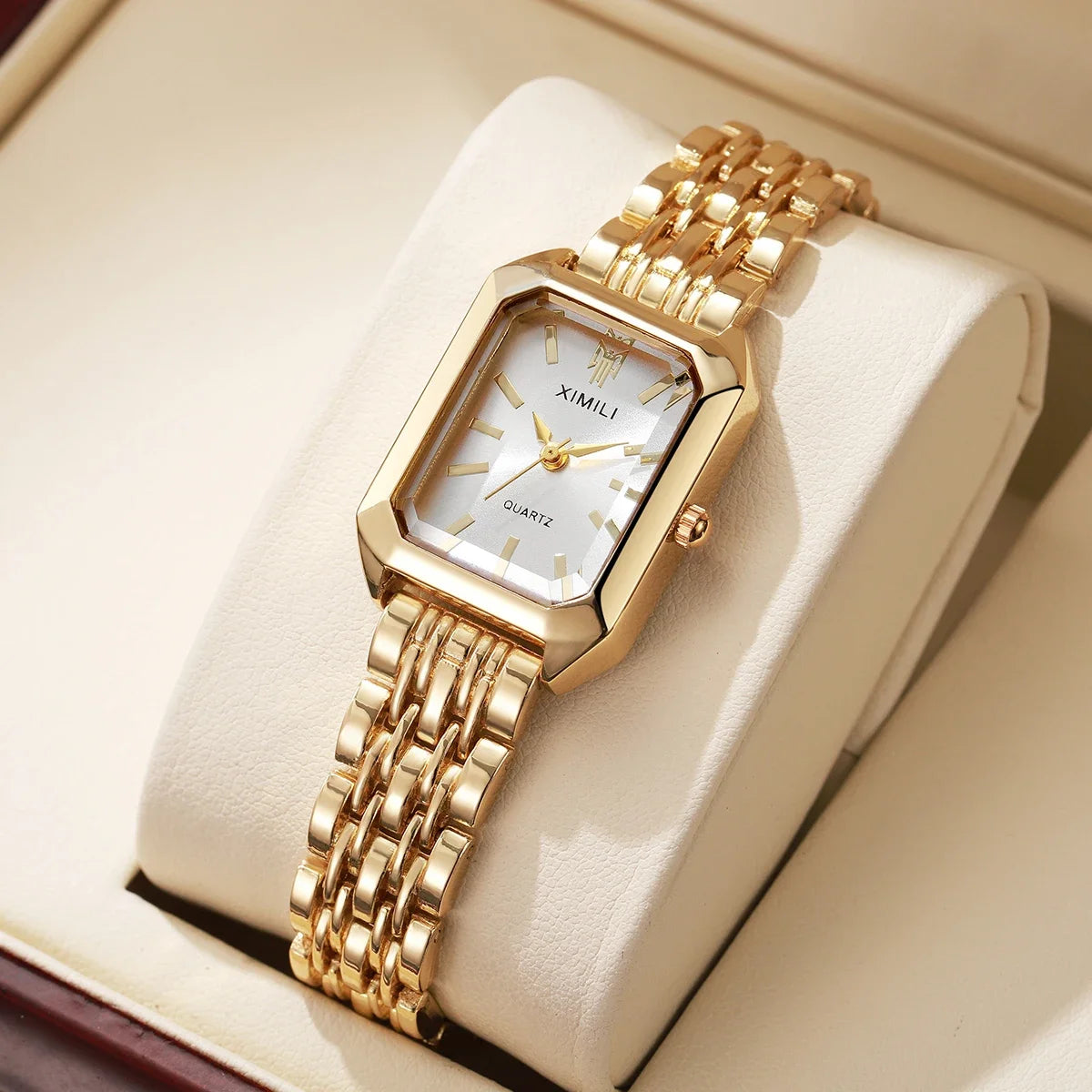 1/2/4PCS Fashion Rectangle Women Quartz Watches Stainless Steel Band Wristwatches for Girls Clock Reloj Mujer（Without Box）