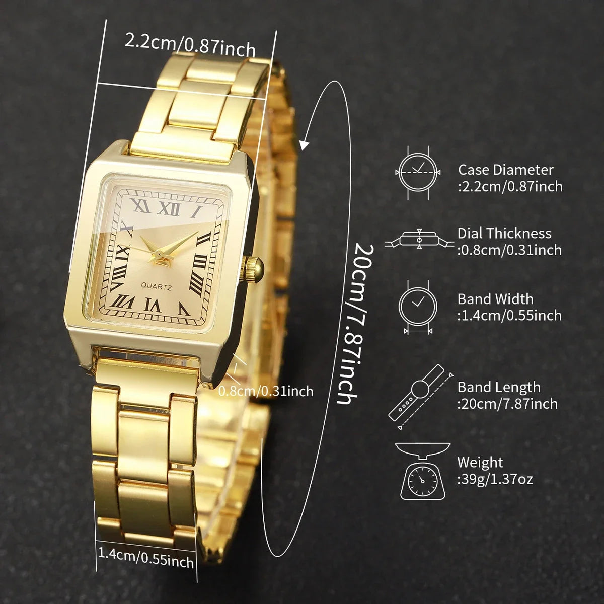 1/2PCS Fashion Square Dial Women Watches Ladies Quartz Wristwatches Girls Clock Reloj Mujer（Without Box）