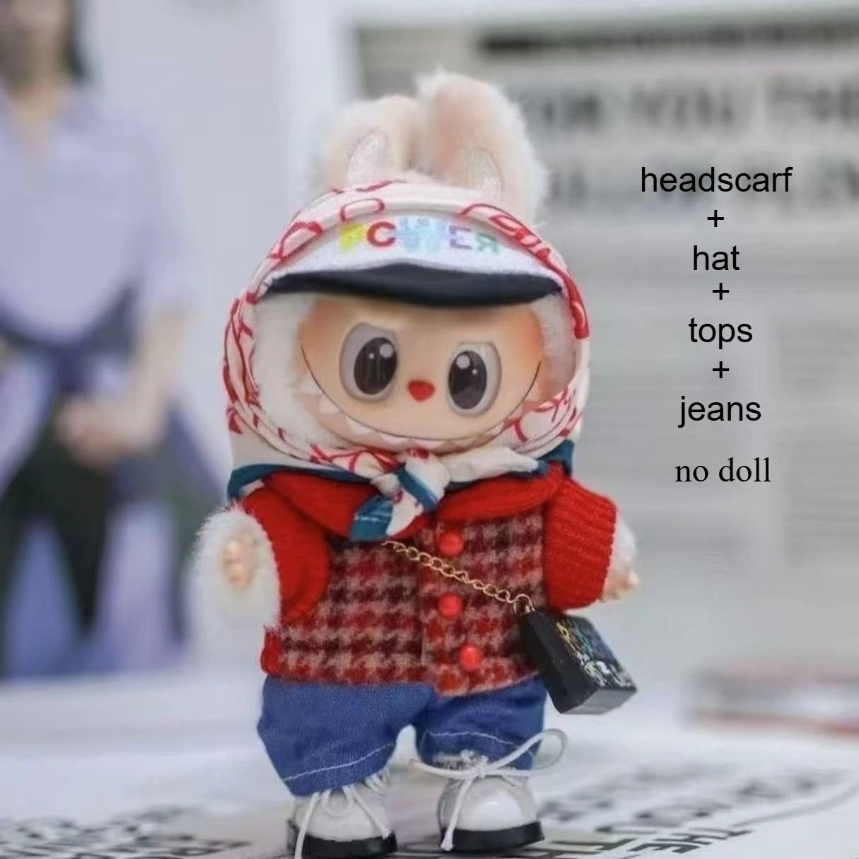 Gd With G-Dragon Labubu Baby Clothes 17cm Suit Pendant Plush Doll Clothes Cute Doll Clothes Vinyl Keychains Clothes