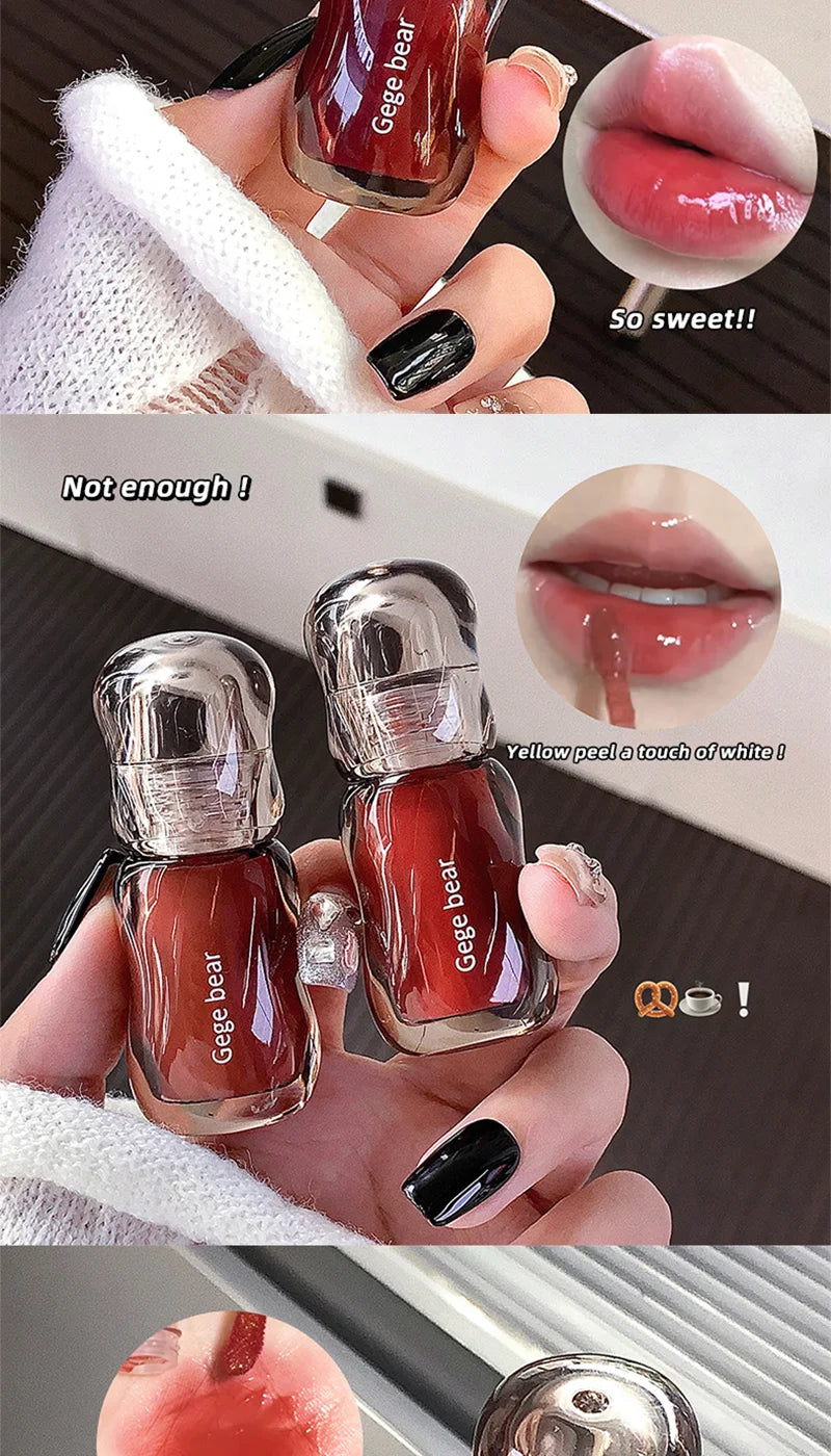 Gege Bear Crystal Gloss Lip Tint — Autumn/Winter Hydrating Formula, Mirror-Gloss Finish, Youthful Plumping Effect