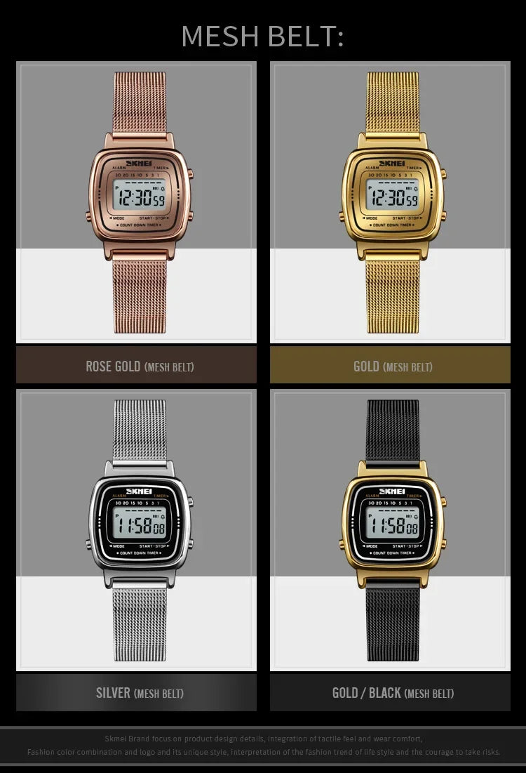 SKMEI 1901 Luxury Small Dial Digital Women Watch Ladies Calendar Waterproof Lady Sports Wristwatches Girl Clock 1252 Reloj Mujer