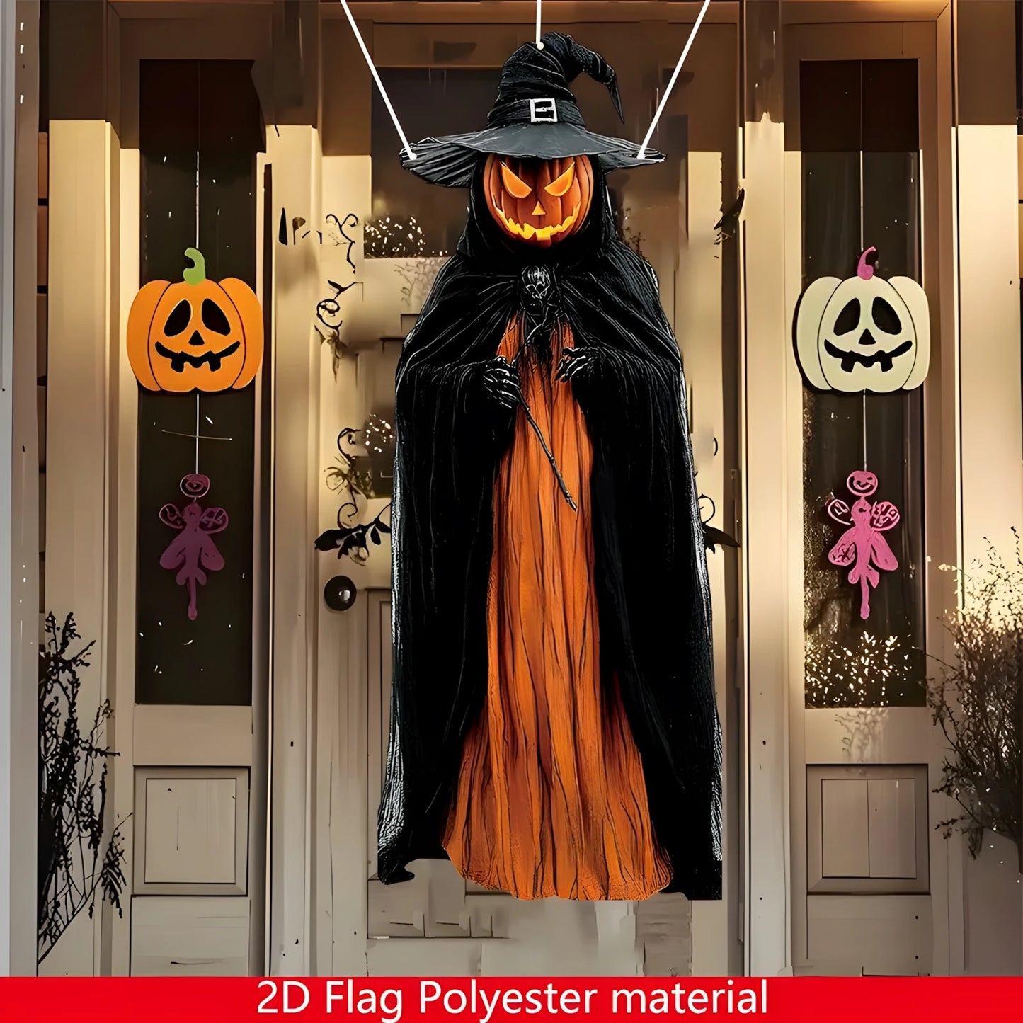 2D Halloween Horror Evil Pumpkin Man hanging Background Cloth Halloween Terror Atmosphere Indoor and Outdoor Decoration Supplies