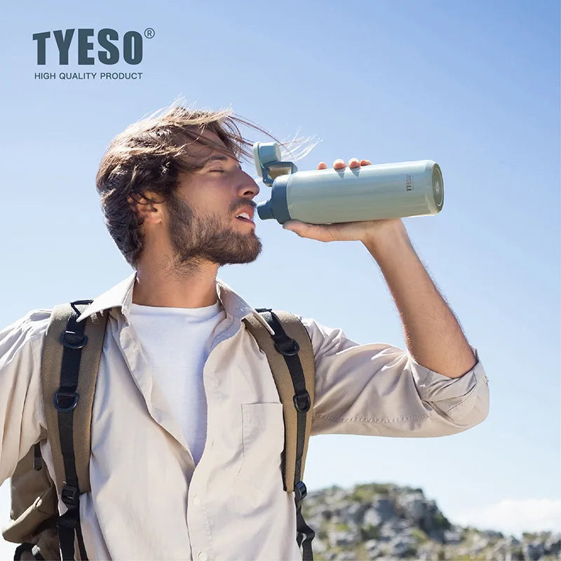 Tyeso Stainless Steel Sports Water Bottle Insulated Leak-Proof Portable Fitness Flask for Outdoor Workouts Travel Vacuum Flasks