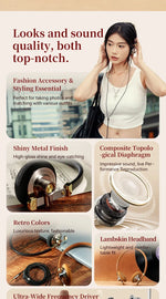 ROSESELSA Distant Mountain Retro Over Ear HiFi Headsets OOTD Vintage Metal Wired Headphones with MMCX 3.5mm Plug