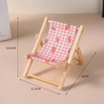 Doll'S Chair Outfit Accessories For Ropa Labubu 10cm cotton doll Summer vacation Wooden beach reclining camping chair ornament