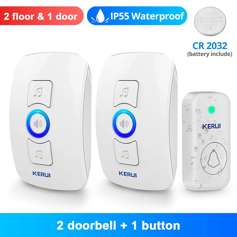 KERUI M525 Wireless Doorbell Waterproof Outdoor Smart Home Door Bell Chime Kit LED Flash Security Alarm Welcome House Melodies