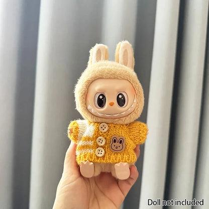 For 15-17 cm V1v2 Labubu Clothes Outfit Labubu Sitting Party Bear Label Scarf Hat Bag Dolls Accessories Cute Decoration Sweater