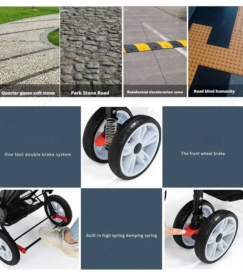 EU STOCK Twin strollers Double kids two seats strollers foldable carriage wholesale baby stroller Front and rear seats