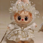 Bow Dress For 17cm Ropa Labubu Mini Doll Clothes Matching Pearl Hair Accessory Fahion Style Labubu V2/V3