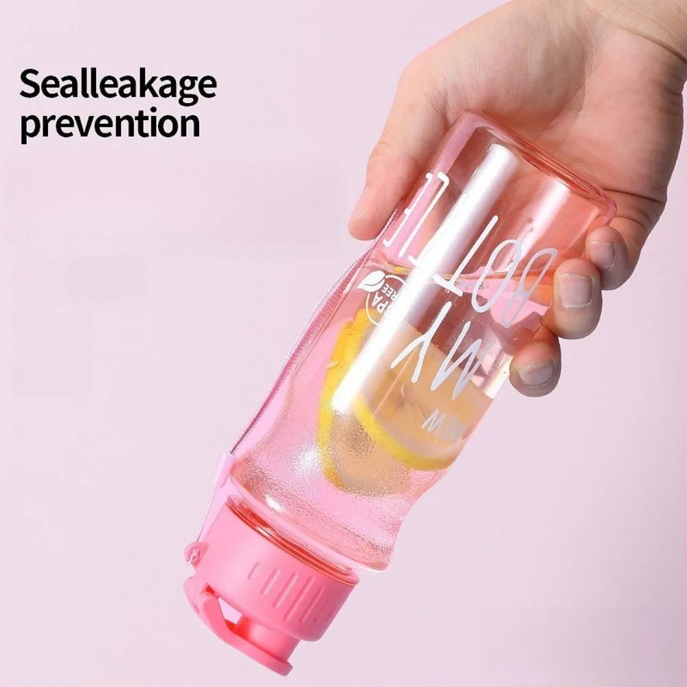550ML Transparent Water Bottle Food Grade Portable Fitness Sports Water Bottle Tritan Material with Lanyard Outdoor Supplies
