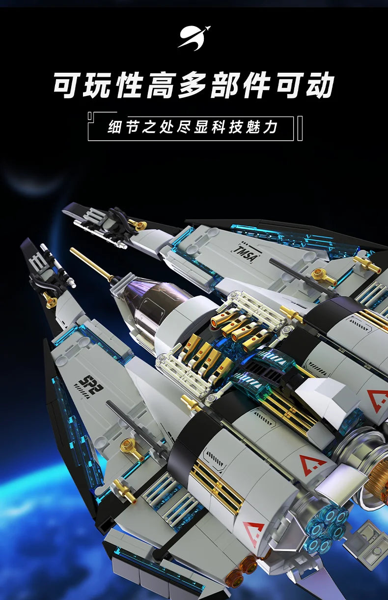 1400pcs Galaxy Starship Building Block Set, Space Wars Starfighter Model Kits with Light, STEM Toy Gift for Kids Adults Boy Girl