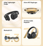 Baseus Wireless Headphones Bluetooth 5.3 HIFI Level Earphone 40mm Driver Foldable Over Ear Headsets 70H Playtime Spatial Audio