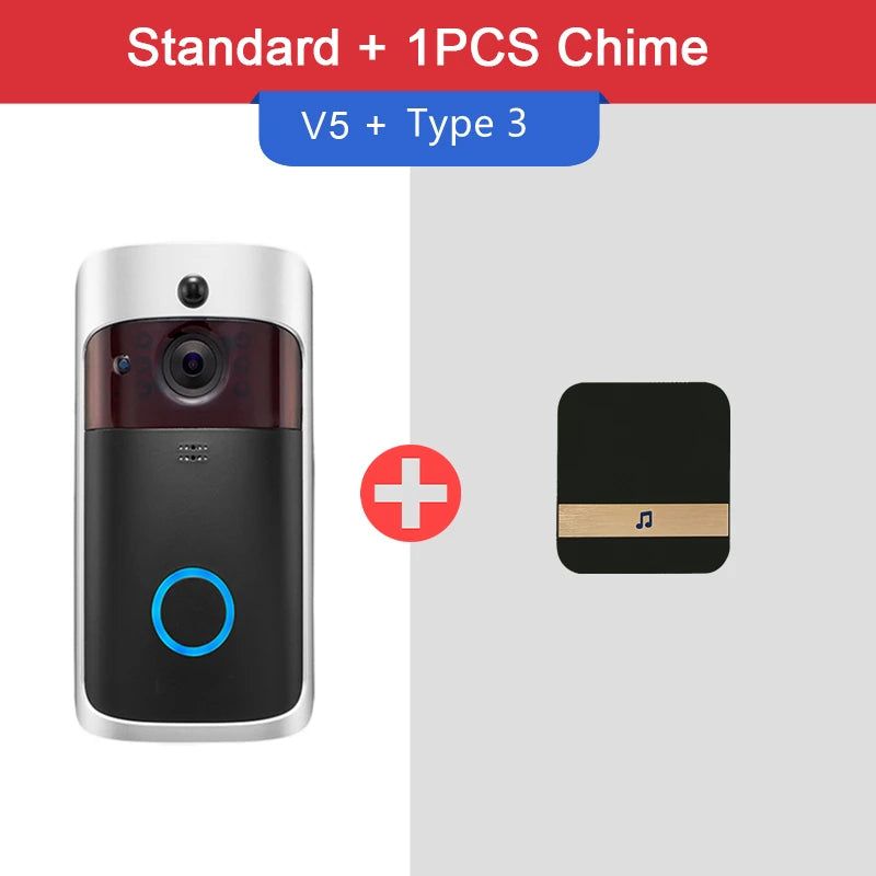 Video Doorbell Camera HD WiFi Doorbell Wireless Operated Motion Detector Audio & Speaker Night Vision for iOS&Android