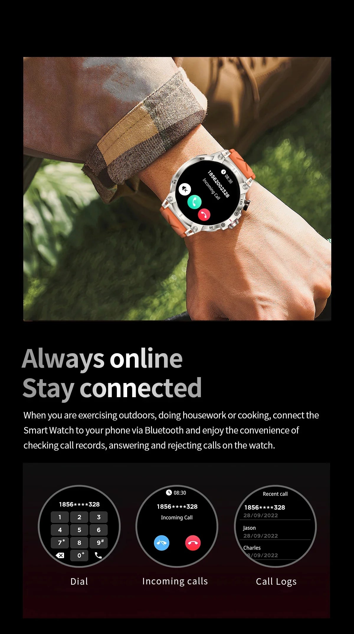 Xiaomi 760mAh Large Battery Outdoor Smart Watch Men 1.85 inch HD Screen GPS Compass Bluetooth Call IP68 Waterproof Smartwatch