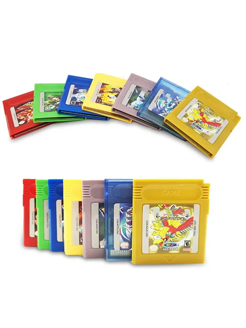 GBC Pokémon Game Cartridges – Red, Yellow, Blue, Crystal, Gold, Silver, Soul Crystal, Orange | 16-Bit Video Game Console Card & Gift Toy