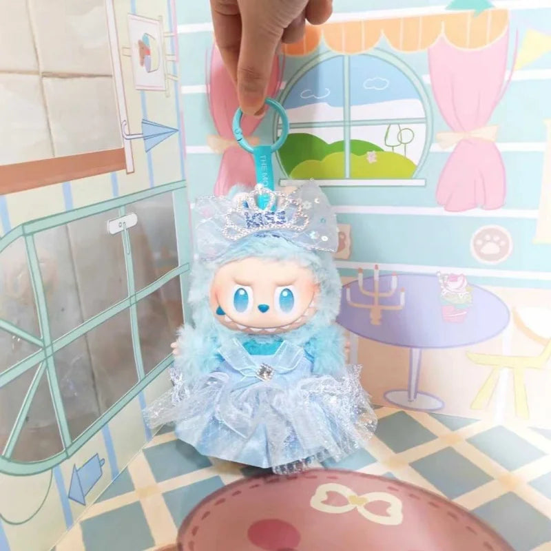 Blue Lolita Princess Skirt Dress For Labubu 3.0 V1/V2 for 20 cm cotton doll dress Outfit  for Ropa Labubu Doll Clothes