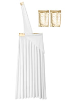 Mens Ancient Greek God Toga Gladiator Costumes Roman Emperor One Shoulder Sleeveless Robe Halloween Medieval Warrior Outfits