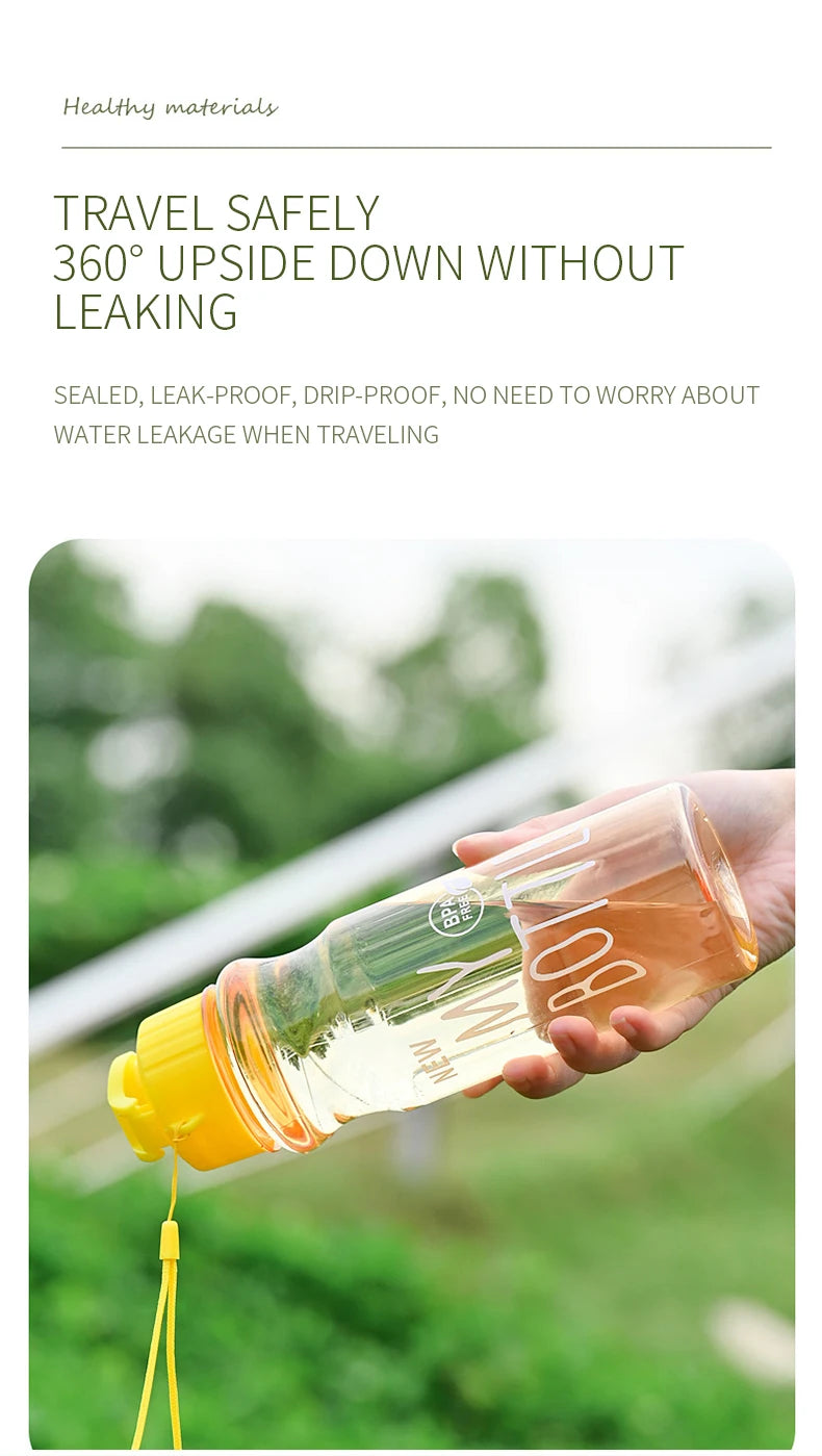 Transparent Water Bottle Portable Sport Cup for Drinking Kitchen Tools 650ML Water Bottle For School Gym Travel Girl Boy