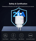 GIRIER Smart Plug ZigBee 20A Smart Home Outlet Socket EU 4200W with Power Monitor Function Supports Alexa Google Home Assistant