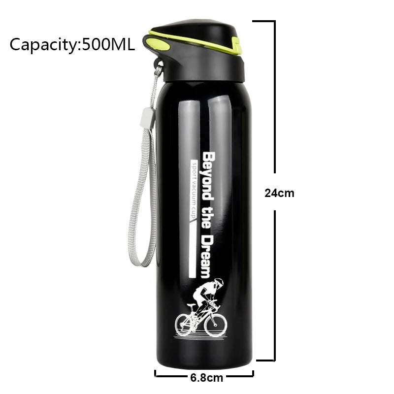 500ML Outdoor Sport Bicycle Water Bottle Vacuum Stainless Steel Cycling Water Cup Thermo Drink Mug Travel Cycling Equipment