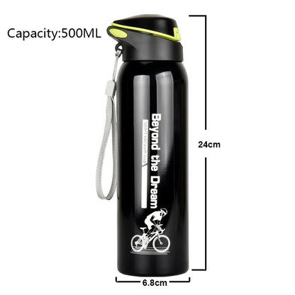 500ML Outdoor Sport Bicycle Water Bottle Vacuum Stainless Steel Cycling Water Cup Thermo Drink Mug Travel Cycling Equipment