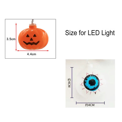 3 6M Pumpkin Horror Eyeballs LED String Lights Portable USB 20 40 Leds Halloween Party Decoration For Home bar Atmosphere Decor