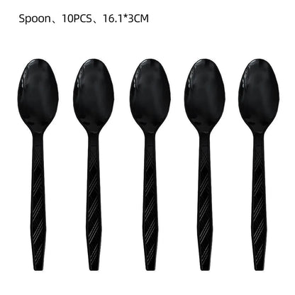 Halloween Tableware Set Horror Themed Disposable Party Tableware Festival Decoration Props Banner Paper Plates Tablecloth Set