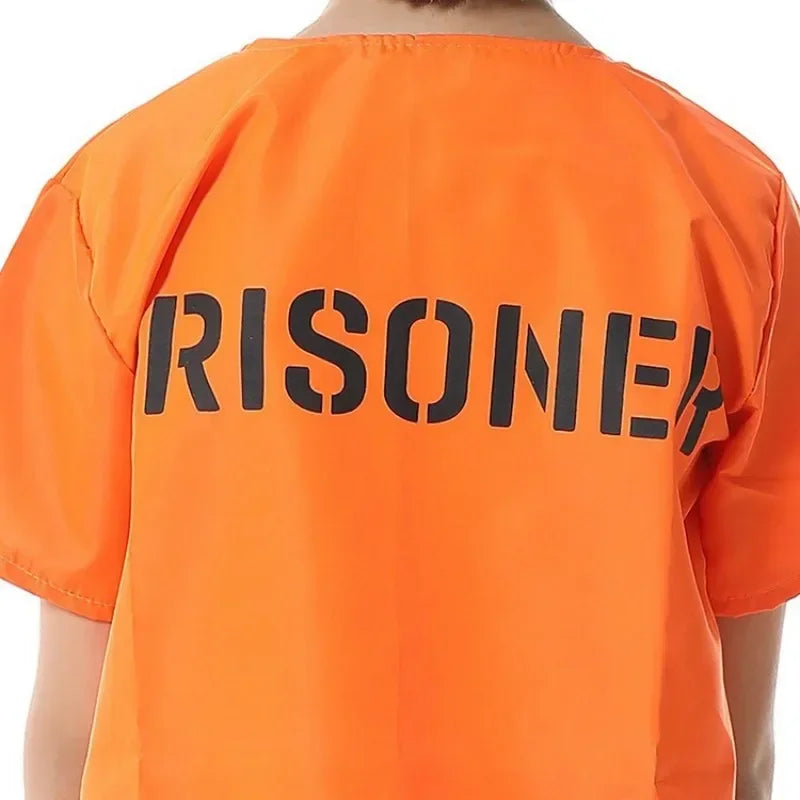 2025 Halloween Adult Inmate Costume Orange Prisoner Jumpsuit Jailbird Outfit for Halloween Orange Prisoner Costume Men Jail
