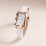 fashion rectangle dial quartz women leather watch
