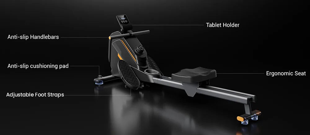 ROBORE UR20 Rower Machine with 126cm Extended Track, 16-Level Magnetic Resistance,160kg Weight Capacity,＜25 dB (Quiet Operation