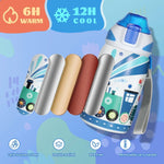 Fjbottle Kids Water Bottle Stainless Steel 400ml,1-Click Opening, BPA-Free Leak-proof Thermos Bottle, Cartoon Water bottle