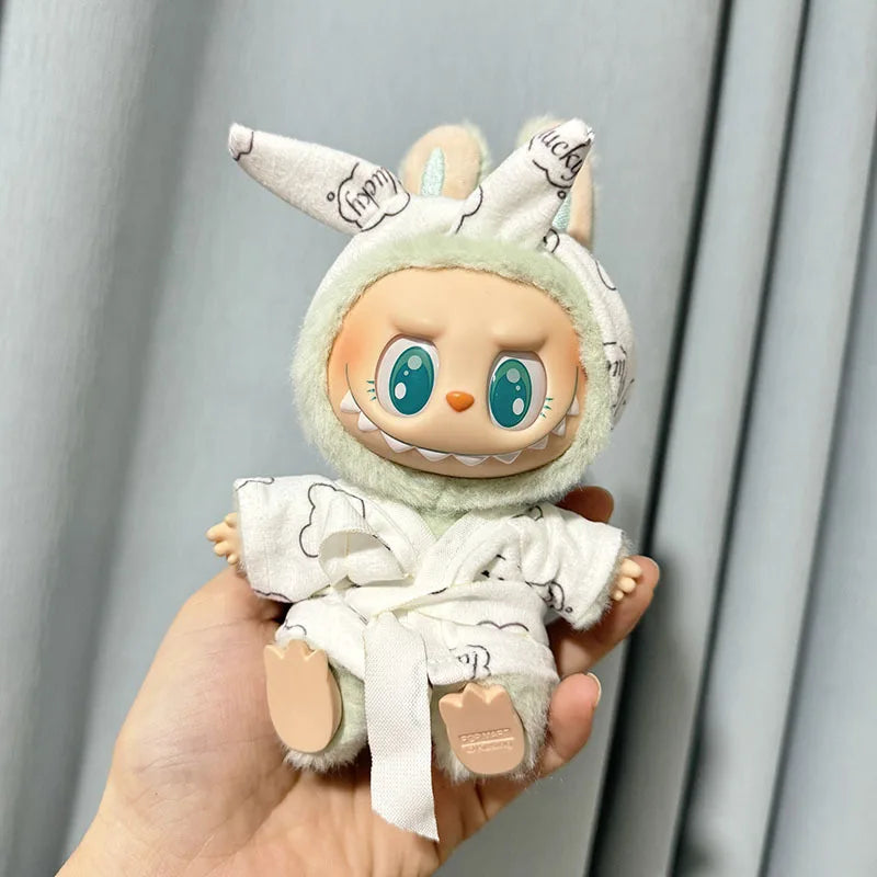 15cm/17cm Labubu I II Dolls Clothes Cute Eye Mask Pajamas Three Piece Set Accessories Clothing Plush Doll'S Clothes
