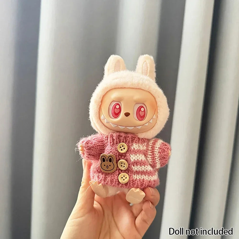 For 15-17 cm V1v2 Labubu Clothes Outfit Labubu Sitting Party Bear Label Scarf Hat Bag Dolls Accessories Cute Decoration Sweater