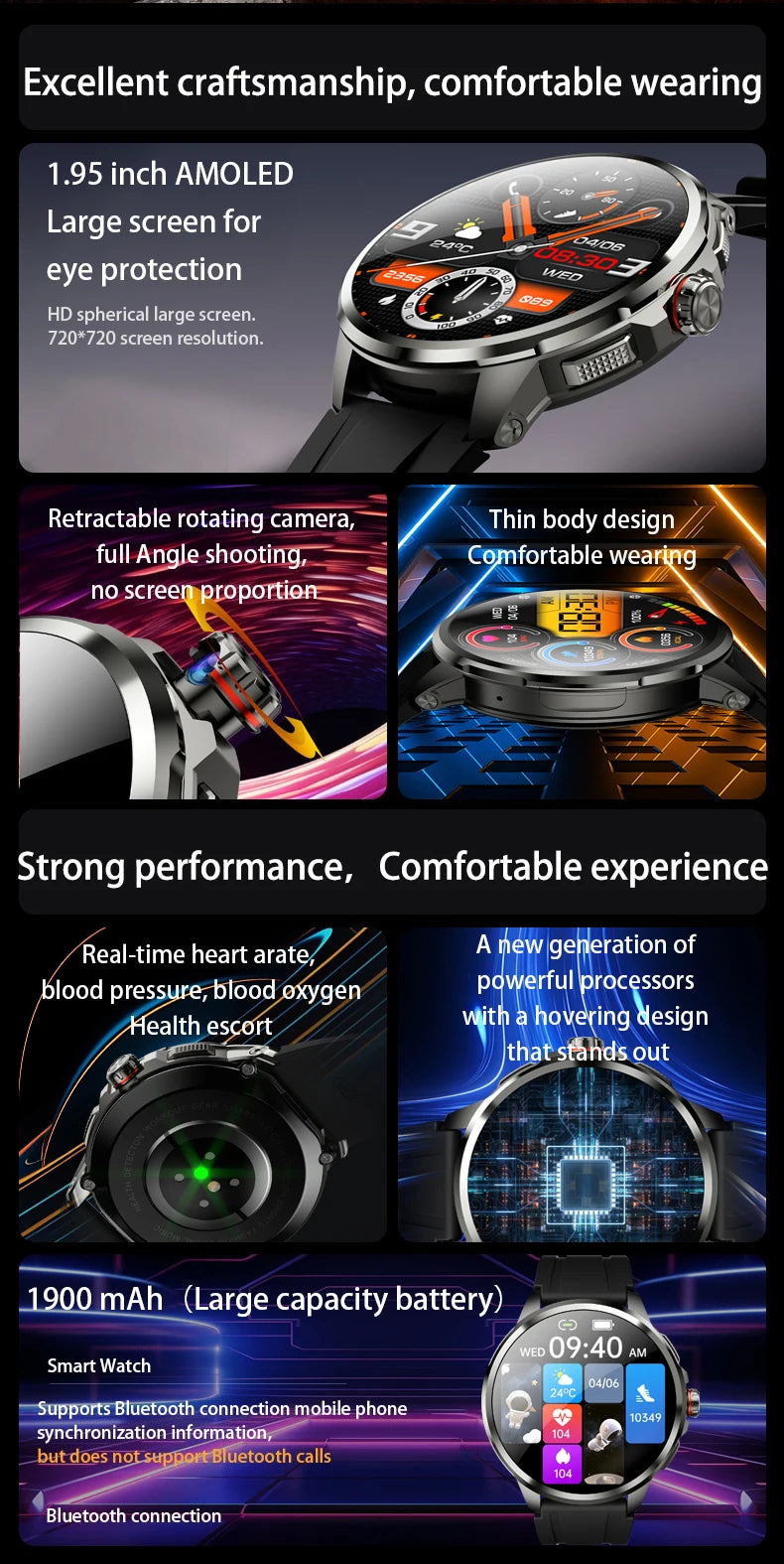 Origianl H99 Smartwatch Amoled 4G Smart Watch Men Students With 190° Rotary Camera GPS Position WIFI Connect Google Play Store