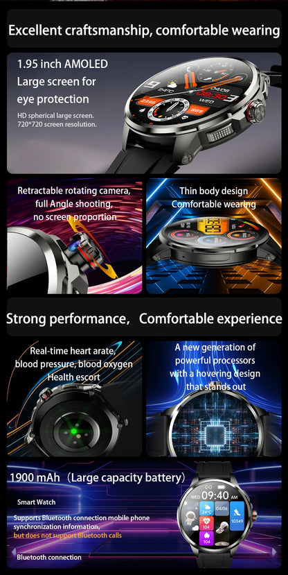Origianl H99 Smartwatch Amoled 4G Smart Watch Men Students With 190° Rotary Camera GPS Position WIFI Connect Google Play Store