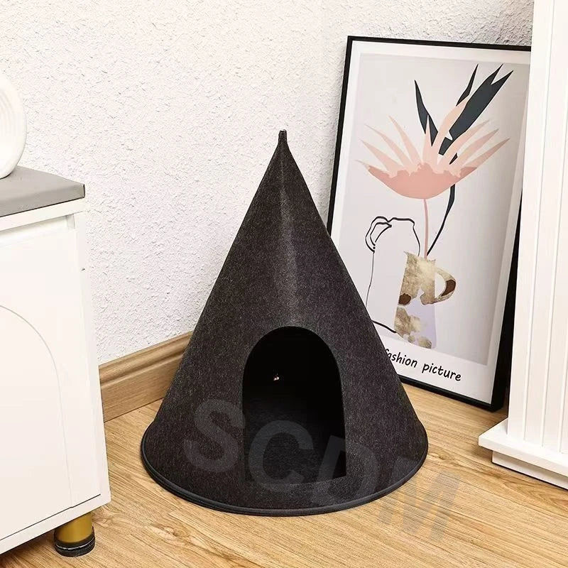 Winter Christmas Tree Cat Nest Handmade /Finished Cat Bed /Winter Warmth Semi Enclosed Dog Nest Felt Cone Pet House 크리스마스 고양이 굴