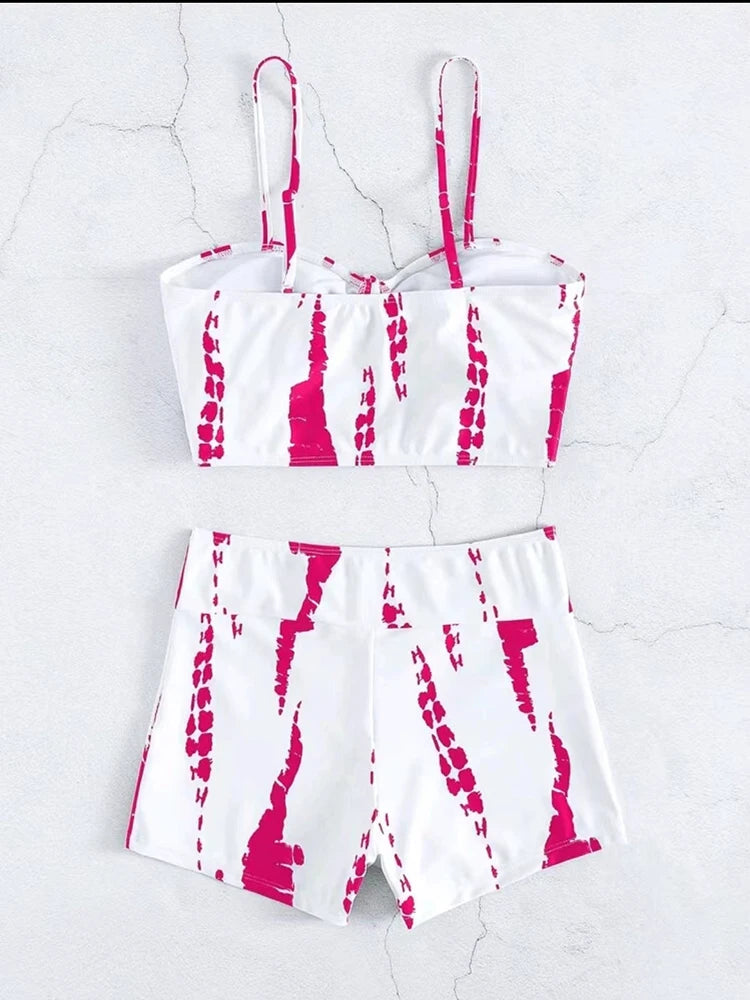 Bikiniset met hoge taille en trekkoord aan de voorkant (2025) - Damesbadkleding en strandkleding