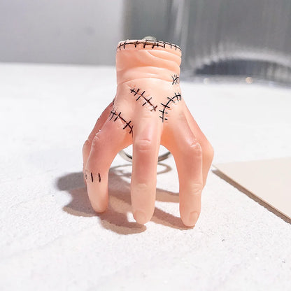 Horror Wednesday Addams Silicone Keychain Toy Thing Hand Home Decor Keychain Doll Schoolbag Pendant Halloween Toy Costume Props