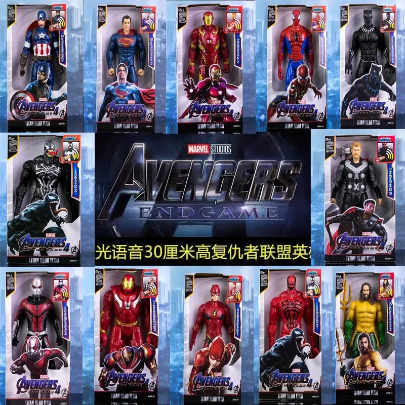 Action Toy 30cm Marvel Avengers Toy Thanos Hulk Spiderman Iron Man Captain America Thor Black Panther With Sound And Light