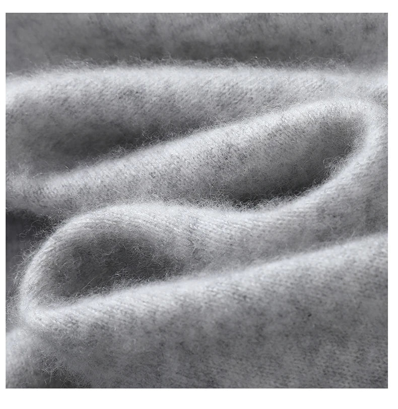 V-Neck Men's 100% Pure Wool Pullover Knitted Sweater, Business Casual Solid Color Simple Long Sleeved Fashionable Loose Warm Top