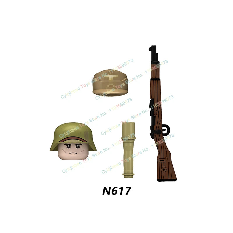 N601-650 MOC Military War Infantry Soldiers Action Figures Creative Bricks Accessories Building Blocks Children's Toys Gifts