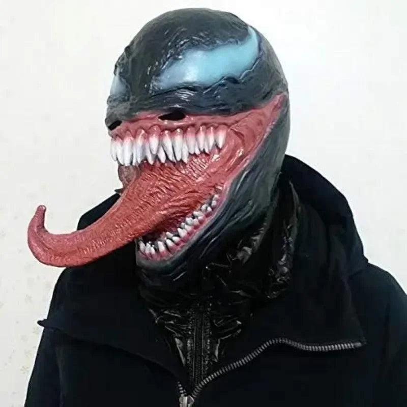 New Superhero Venom 3 Long Tongue Mask Cosplay Latex Masks Horror Party Helmet Props Supplies Novelty Masks Christmas Halloween