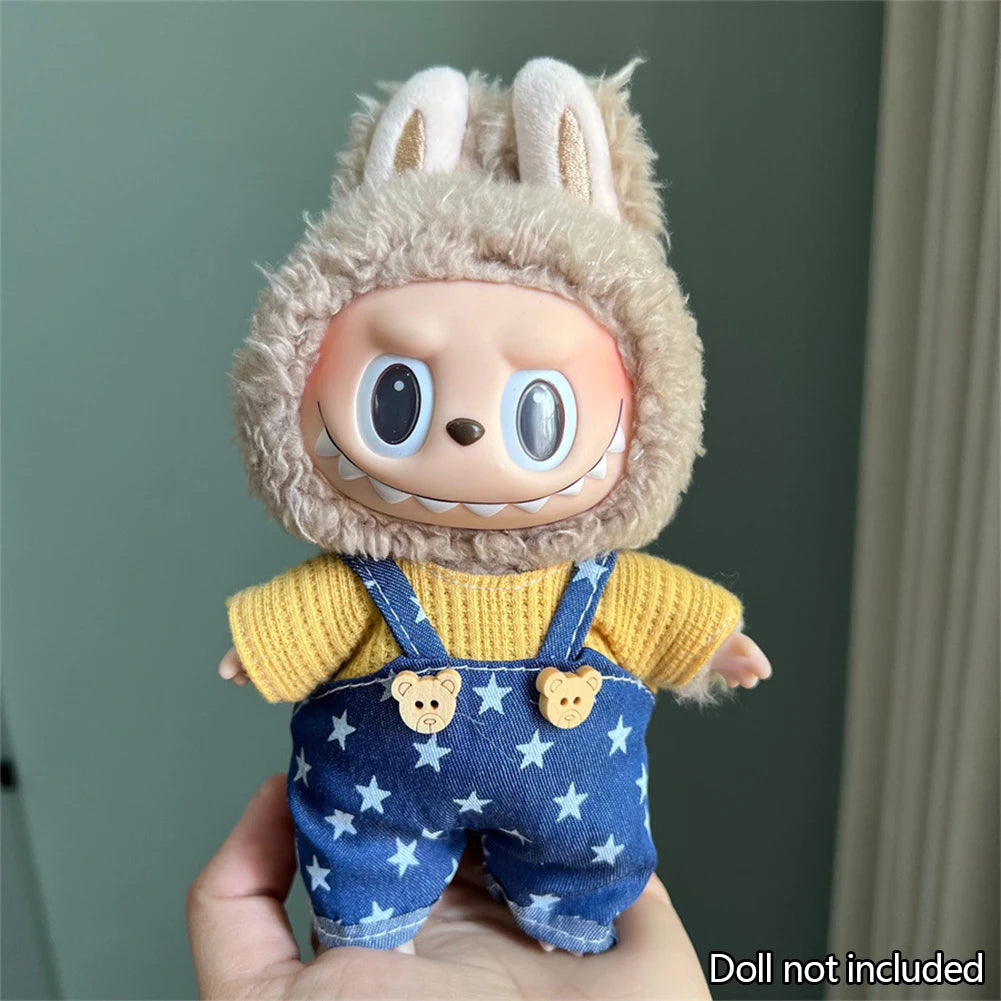 17cm Mini Plush Doll'S Clothes Outfit Accessories For Korea Kpop Labubu V1 V2 V3 Christmas onesie hat set Clothing