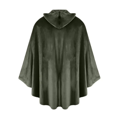 Men's Velvet Cloak with Hood, Renaissance Medieval Hooded Cloak for Women, Halloween Hood Cape with Metal Loop Clasp